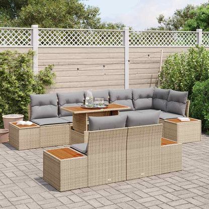 Garten Essgruppe mit Kissen 9 pcs Beige und Grau