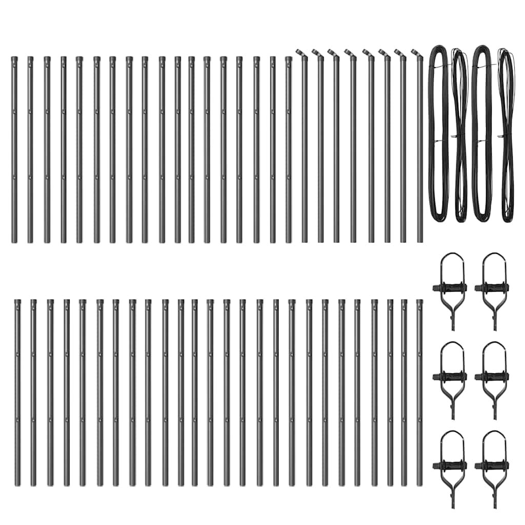 Zaunpfosten 52 pcs Grau 3,2 x 3,2 x 80 cm