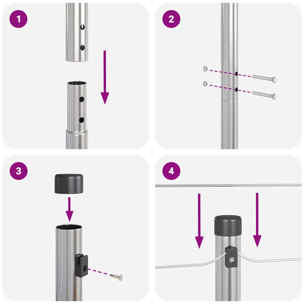 Zaunpfosten 52 pcs Grau 3,2 x 3,2 x 170 cm