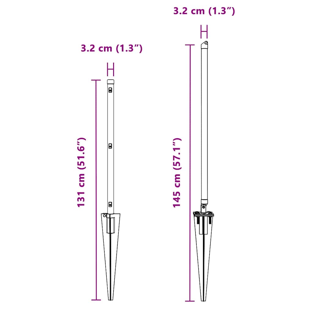 Zaunpfosten 52 pcs Grau 3,2 x 3,2 x 145 cm