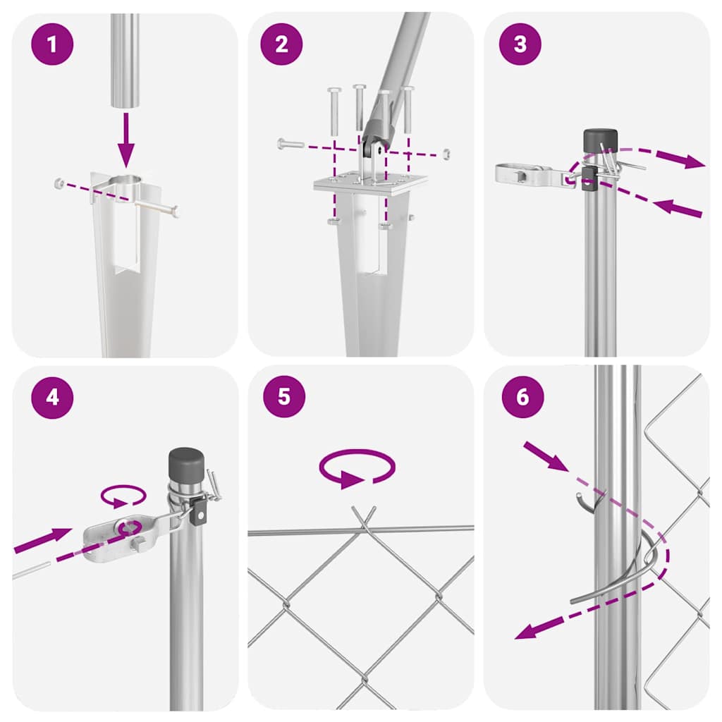 Zaunpfosten Silber 10 x 1,4 m (60 x 60 mm Netz) Stahl