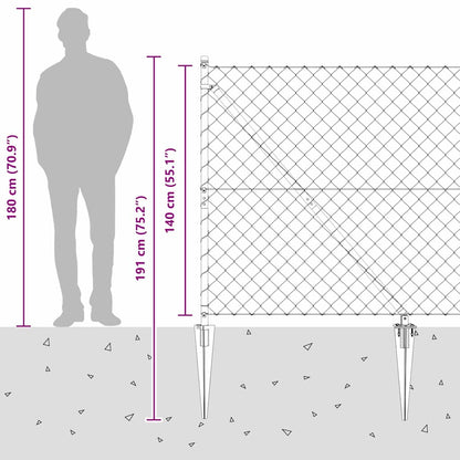 Zaunpfosten Silber 10 x 1,4 m (60 x 60 mm Netz) Stahl