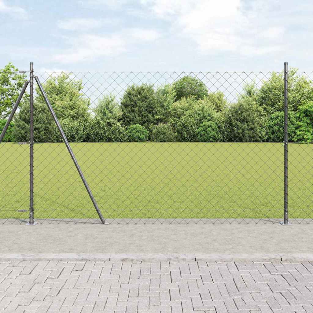 Zaunpfosten Grau 10 x 1,6 m (60 x 60 mm Maschenweite)