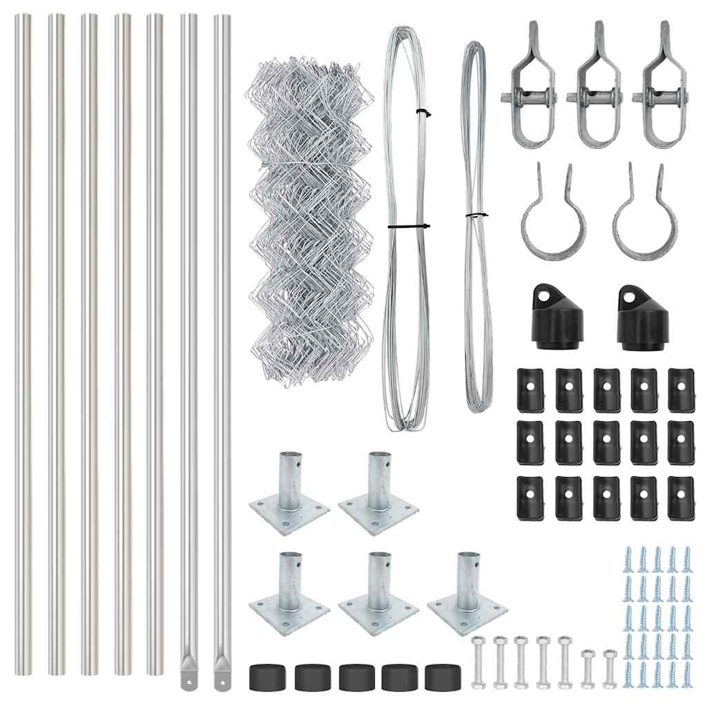 Zaunpfosten Silber 10 x 0,6 m (40 x 40 mm Maschen) Stahl