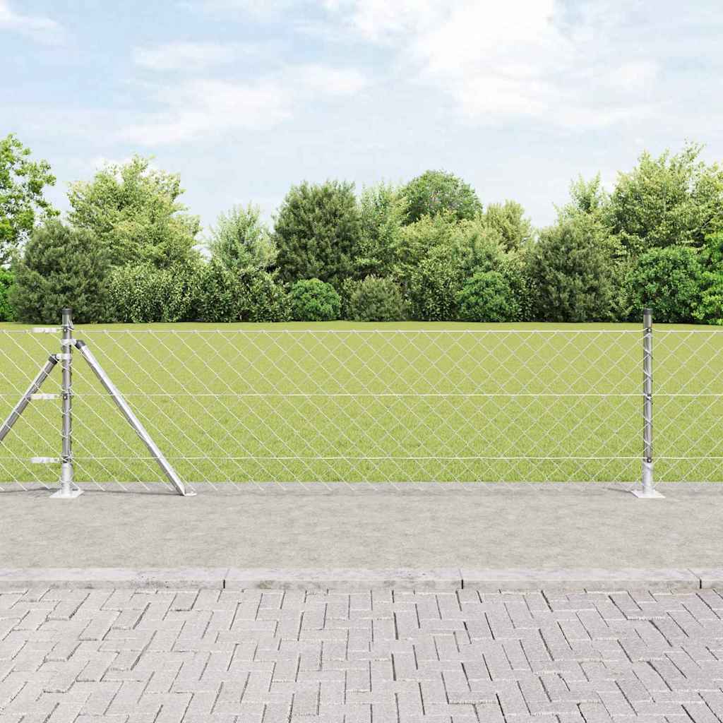 Zaunpfosten Silber 10 x 0,6 m (60 x 60 mm Maschen) Stahl