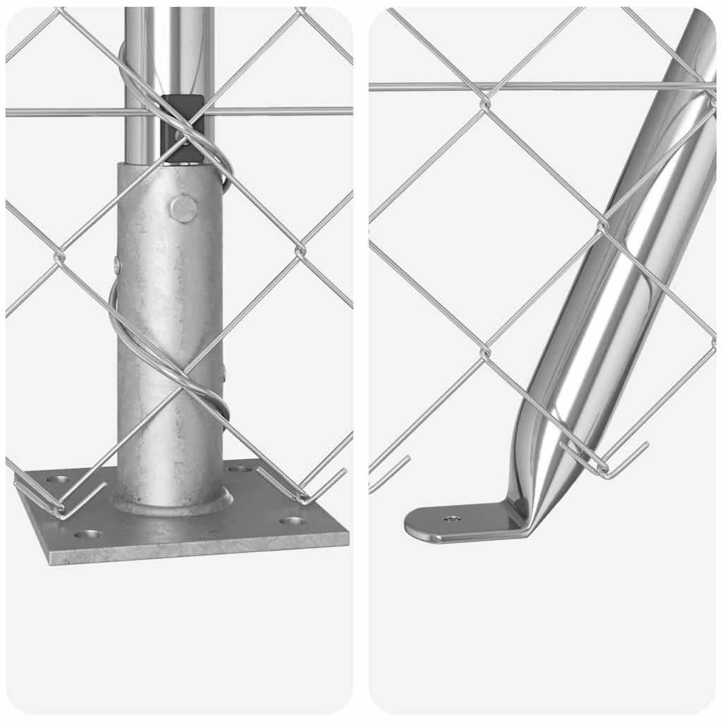 Zaunpfosten Silber 10 x 1,4 m (60 x 60 mm Netz) Stahl