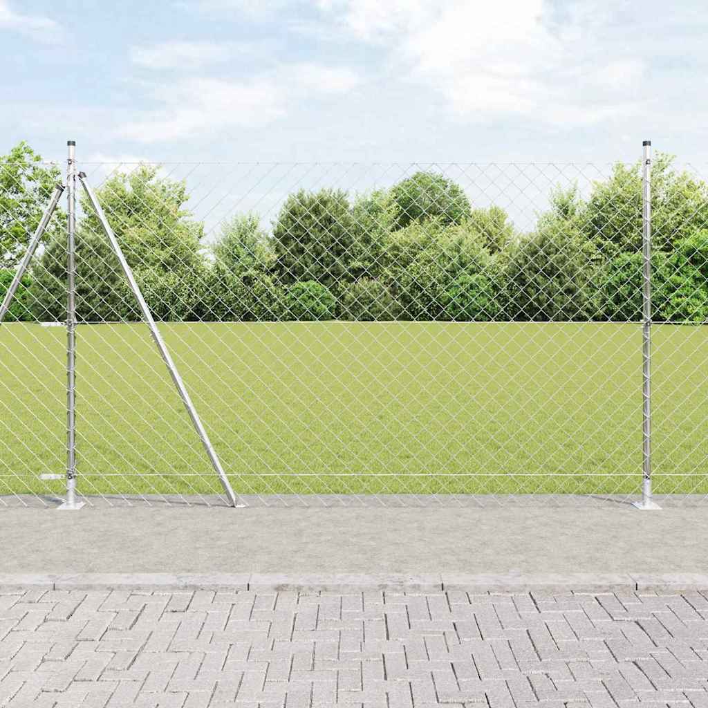Zaunpfosten Silber 10 x 1,5 m (60 x 60 mm Maschen) Stahl