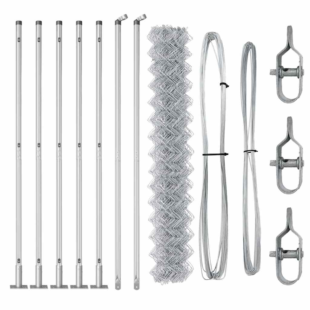 Zaunpfosten Silber 10 x 1,5 m (60 x 60 mm Maschen) Stahl