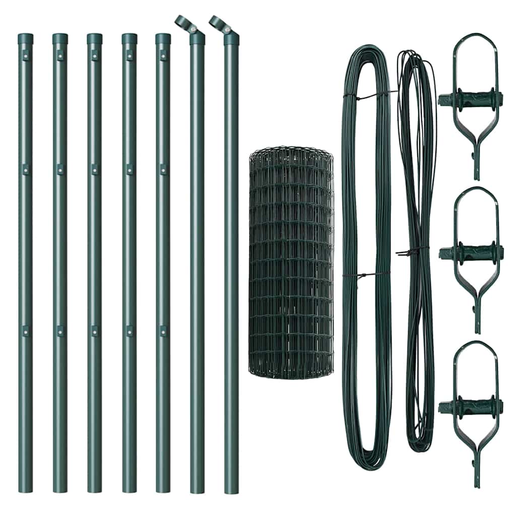 Zaun mit Pfosten Grün 0,8 x 10 m Stahl und PVC