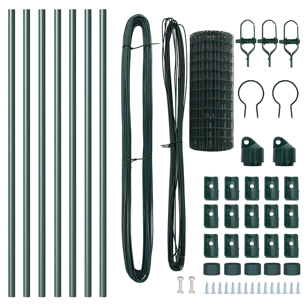 Zaun mit Pfosten Grün 0,8 x 10 m Stahl und PVC