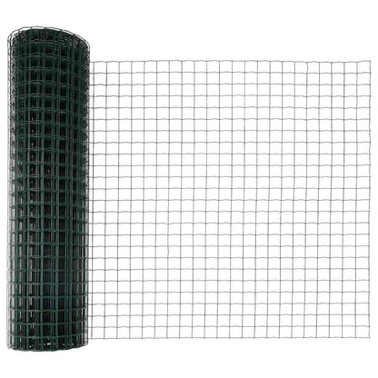 Zaun mit Pfosten Grün 1 x 10 m Stahl und PVC