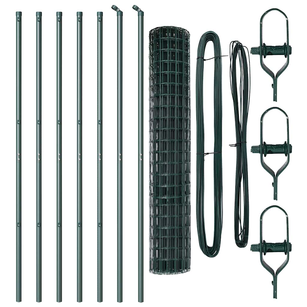 Zaun mit Pfosten Grün 1,6 x 10 m Stahl und PVC