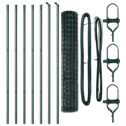 Zaun mit Pfosten Grün 1,6 x 10 m Stahl und PVC