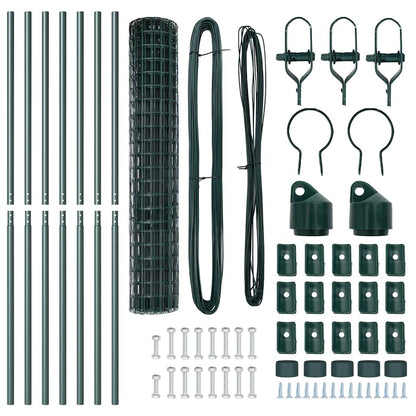 Zaun mit Pfosten Grün 1,6 x 10 m Stahl und PVC