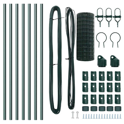 Zaun mit Pfosten Grün 0,4 x 10 m Stahl und PVC