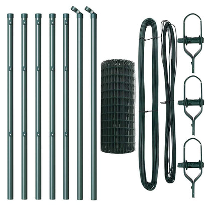 Zaun mit Pfosten Grün 0,8 x 10 m Stahl und PVC