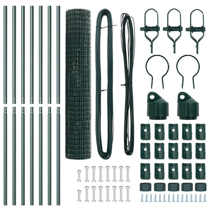 Zaun mit Pfosten Grün 1,6 x 10 m Stahl und PVC