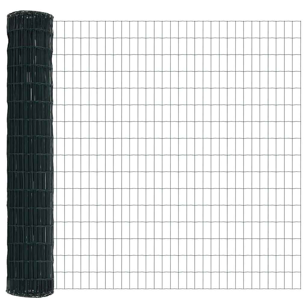 Zaun mit Pfosten Grün 1,6 x 10 m Stahl und PVC