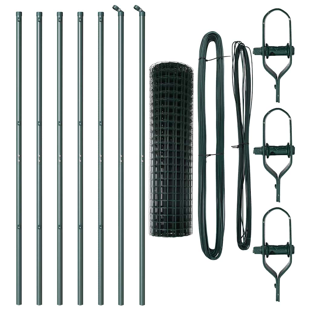 Zaun mit Pfosten Grün 1 x 10 m Stahl