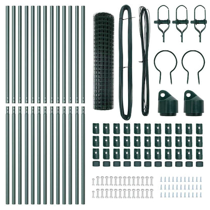 Zaun mit Pfosten Grün 1,2 x 25 m Stahl und PVC