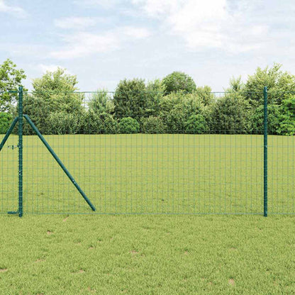 Zaun mit Pfosten Grün 1 x 25 m Stahl und PVC