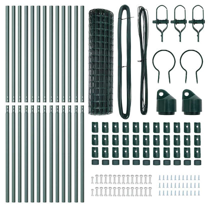 Zaun mit Pfosten Grün 1 x 25 m Stahl und PVC