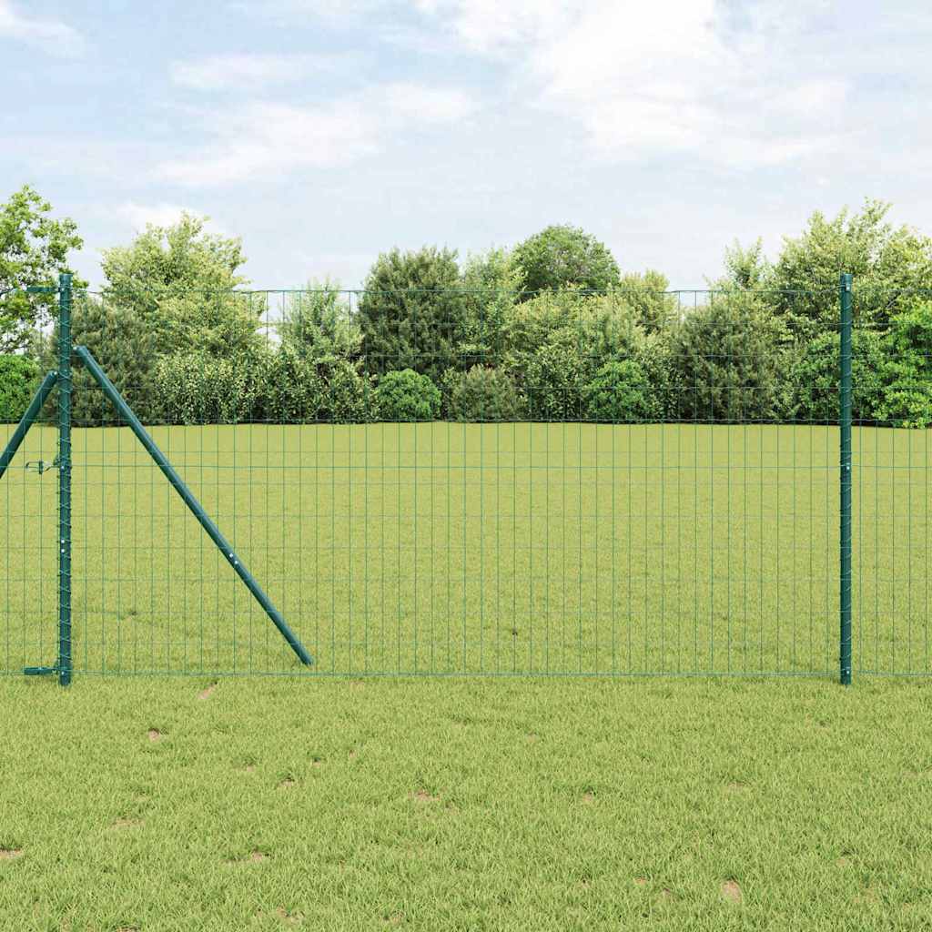 Zaun mit Pfosten Grün 1,2 x 25 m Stahl und PVC