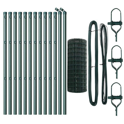 Zaun mit Pfosten Grün 0,8 x 25 m Stahl