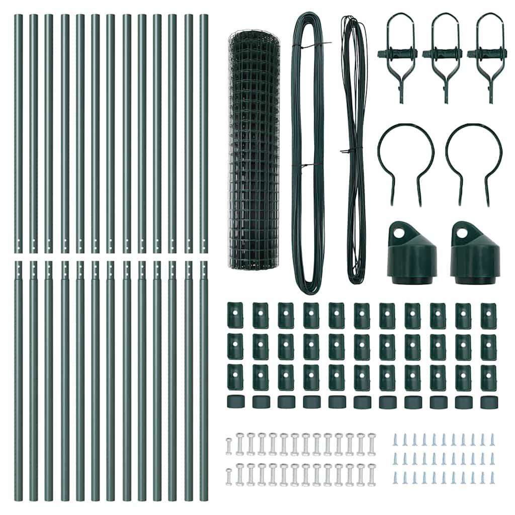 Zaun mit Pfosten Grün 1,2 x 25 m Stahl