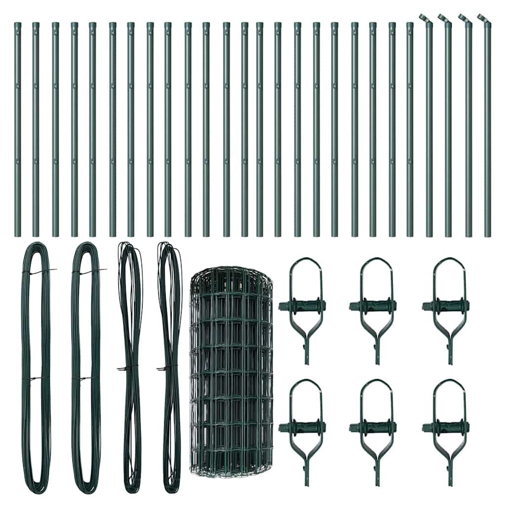 Zaun mit Pfosten Grün 0,6 x 50 m Stahl und PVC