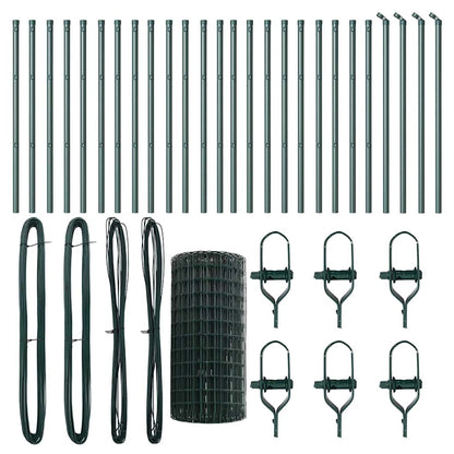 Zaun mit Pfosten Grün 0,6 x 50 m Stahl und PVC