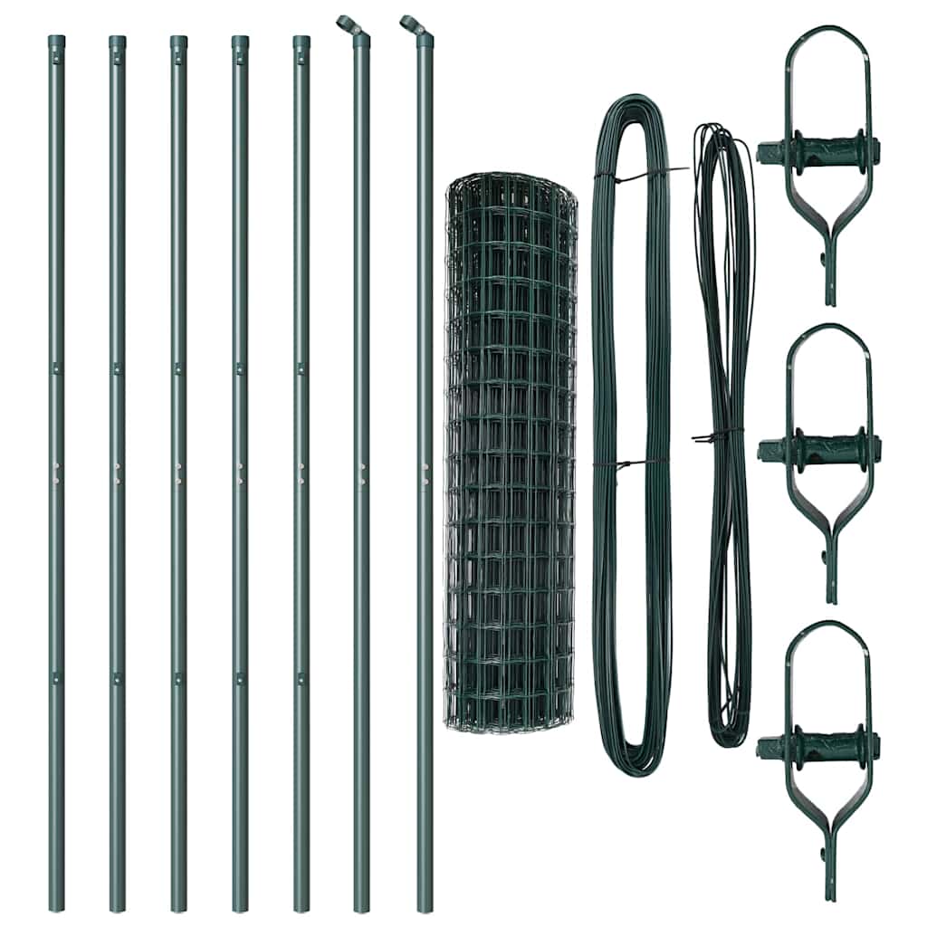 Zaun mit Pfosten Grün 1 x 10 m Stahl