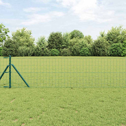 Zaun mit Pfosten Grün 0,6 x 25 m Stahl und PVC