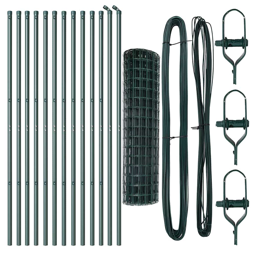 Zaun mit Pfosten Grün 1 x 25 m Stahl