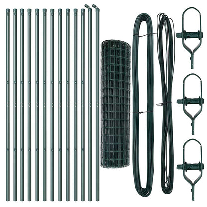 Zaun mit Pfosten Grün 1 x 25 m Stahl