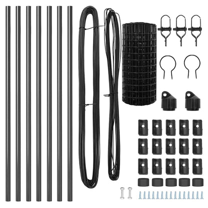 Zaun mit Pfosten Grau 0,8 x 10 m Stahl und PVC