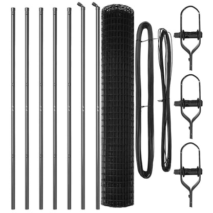 Zaun mit Pfosten Grau 1,6 x 10 m Stahl und PVC