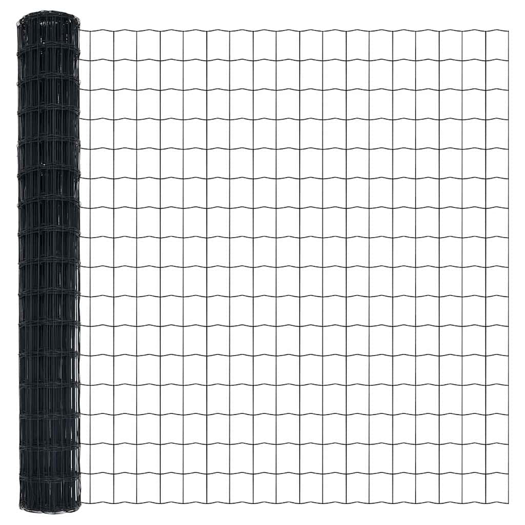 Zaun mit Pfosten Grau 1,6 x 10 m Stahl und PVC