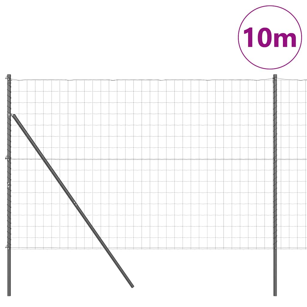 Zaun mit Pfosten Grau 1,6 x 10 m Stahl und PVC