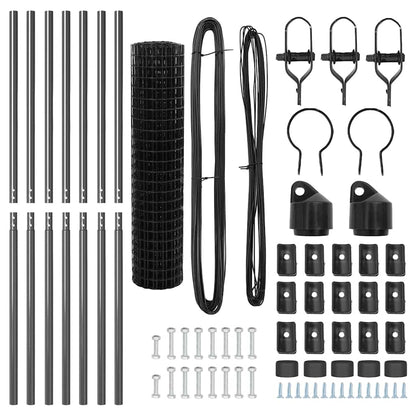 Zaun mit Pfosten Grau 1,2 x 10 m Stahl