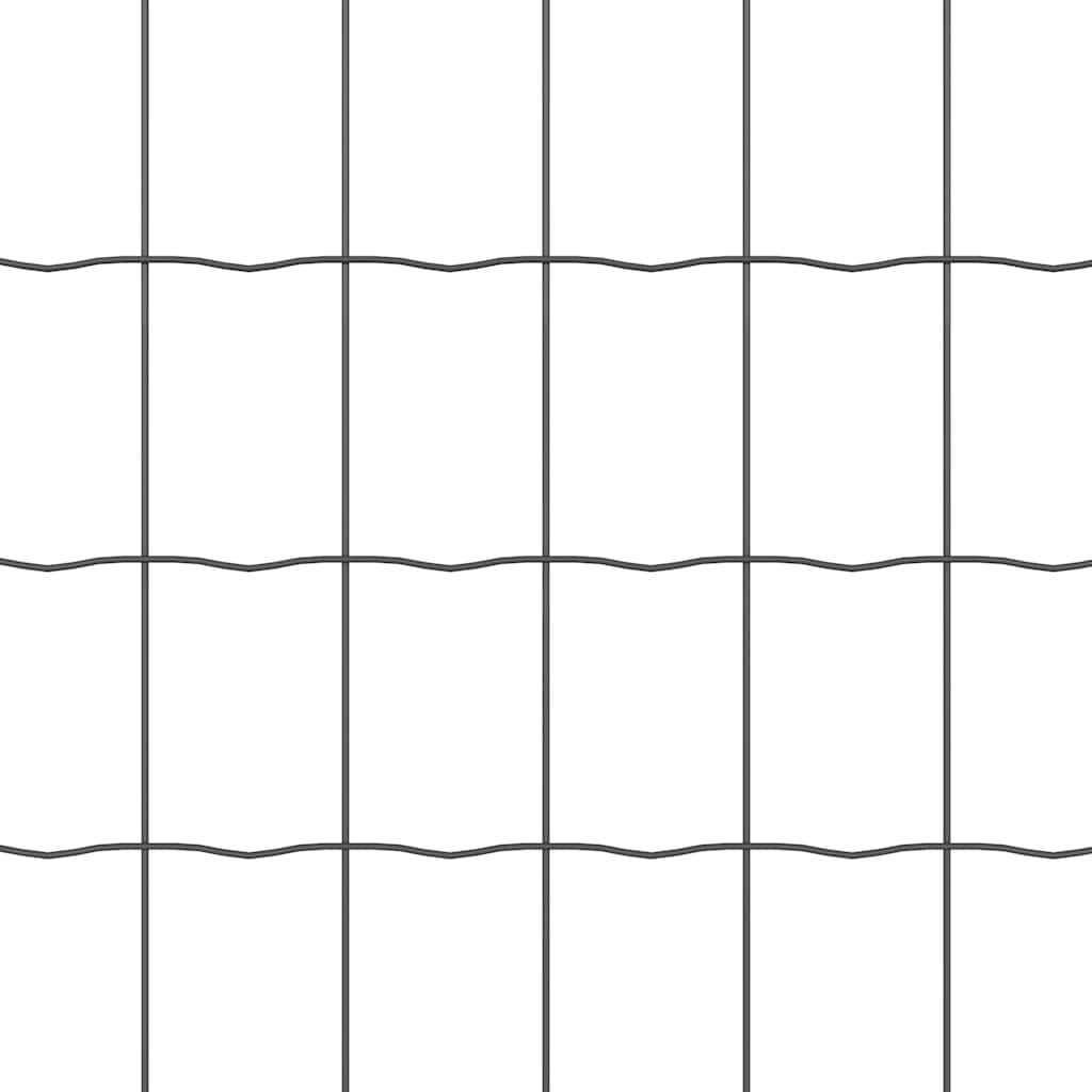 Zaun mit Pfosten Grau 0,4 x 25 m Stahl und PVC