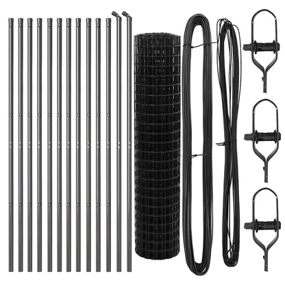 Zaun mit Pfosten Grau 1 x 25 m Stahl