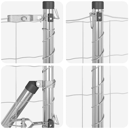 Zaun mit Pfosten Silber 0,4 x 10 m Stahl und PVC