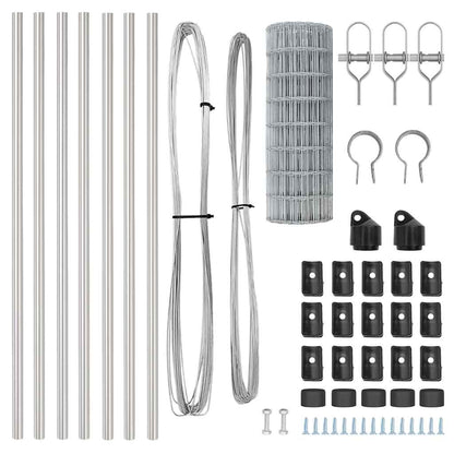 Zaun mit Pfosten Silber 0,8 x 10 m Stahl und PVC