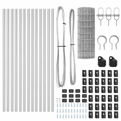Zaun mit Pfosten Silber 0,6 x 25 m Stahl und PVC