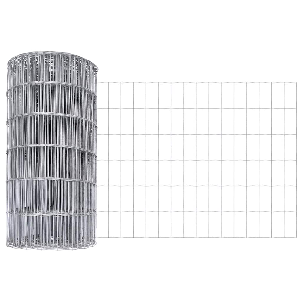 Zaun mit Pfosten Silber 0,6 x 25 m Stahl und PVC