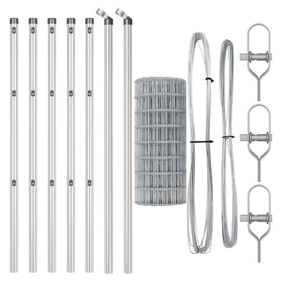 Zaun mit Pfosten Silber 0,4 x 25 m Stahl und PVC