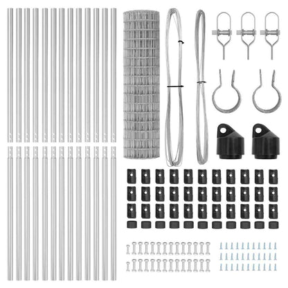 Zaun mit Pfosten Silber 1,2 x 25 m Stahl und PVC