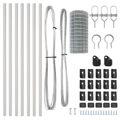 Zaun mit Pfosten Silber 0,8 x 25 m Stahl und PVC