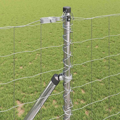 Zaun mit Pfosten Silber 1 x 25 m Stahl und PVC